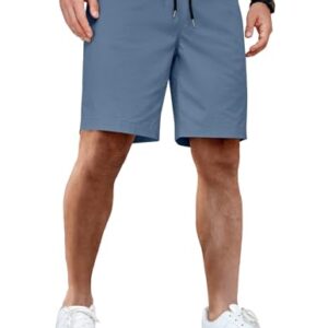 Herren Shorts Casual aus Baumwolle, kurze Hosen Chino für Sommer und Freizeit, elastische Taille mit Taschen und moderner Mode, Dunkelblau M Größe