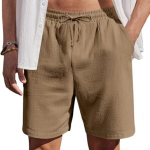 Herren-Shorts aus Baumwolle, Sommerkleidung, Kurzhosen mit Gummizug, Leichte Sommershorts für Herren, Freizeithose mit Taschen