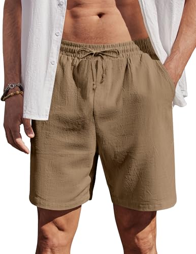 Herren-Shorts aus Baumwolle, Sommerkleidung, Kurzhosen mit Gummizug, Leichte Sommershorts für Herren, Freizeithose mit Taschen