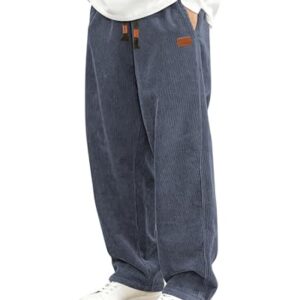 Herren-Cordhose mit elastischer Taille und Taschen, graublauer Stoff, XL-Größe, perfekt für den Alltag und Freizeitaktivitäten