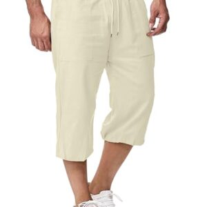 Herren Sommer Shorts, bequeme Strandshorts Beige 2XL, LVCBL Herren Freizeitsportwäsche Leichtgewicht atmungsaktiv