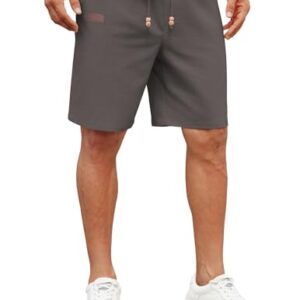 Herren Leinen Shorts Kurze Hose, Sommerhose mit Taschen und Grau Farbe, perfekt für Strandurlaub oder Alltag
