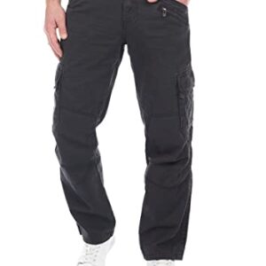 Herren Cargo Hose mit Gürtel, Loose Fit Cargo Hose, BenitoTZ Outdoor-Hose, Baumwolle, Dark Grey Farbe