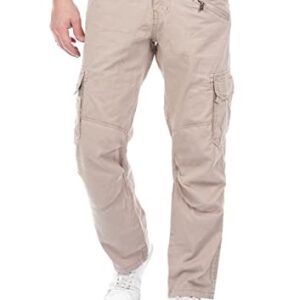 Herrenelegante Beige Cargo Hose mit Gürtel und Taschen, ideal für Urlaub, Freizeit, Job und Sport