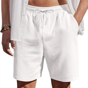 Herren Sommer Shorts aus Baumwolle, leichte Sommershorts für Freizeit und Strand, Weiß
