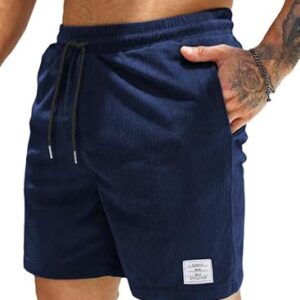 Herren-Cordshorts aus Baumwolle und Leinen, blauer Farbton, XL Größe