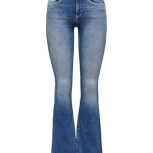 Dame Jeans aus nachhaltiger Baumwolle, ONLY Damen Onlblush Life Mid Flared Bb Rea1319 Noos Jeans, Medium Blue Denim, M / 30L EU