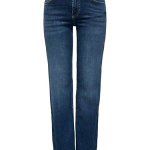Only Female Straight-Fit Jeans mit Mittlerer Taille, gerader Schnürung, bequem und stilvoll. 92% Baumwolle, 6% Elastomultiester und 2% Elasthan.