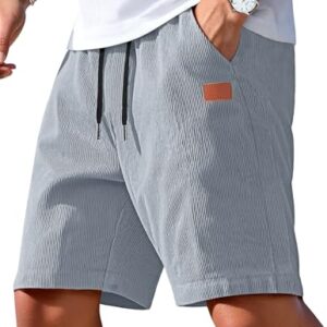 Herren Corduroy Kurze Hosen, Baumwolle, Sommer, Freizeit, Shorts mit Taschen
