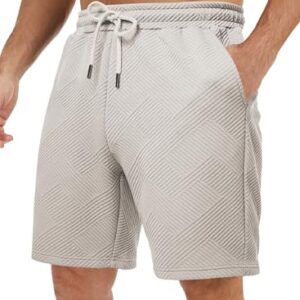 Beige Shorts für Herren mit elastischer Taille und Tasche, perfekt für den Sommer, Casual und Freizeit