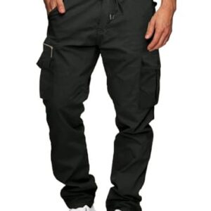 Cargohose Herren Baumwolle Outdoorhose lange Baggy Hosen Casual Freizeithose Pants Loose Fit Schwarz XL - Eleganz und Komfort in einer Hose
