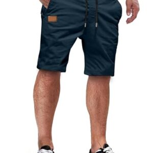Komfortable und stilvolle Cargo Shorts für den Sommer. JMIERR Herren Baumwolle Chino Shorts mit Taschen in A2 Blau. Perfekt für den Sommer geeignet, atmungsaktiv und weich.