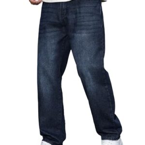 Herren Jeans, Baggy Denim Hosen, Marineblau 3XL, Weit geschnittene Jeans, Skater Jeans, Herrenmode, Männerbekleidung
