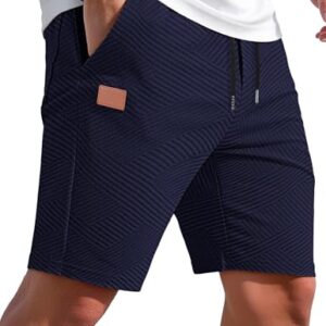Herren-Shorts aus Baumwolle und Polyester, marineblaue Farbe, 2XL Größe, elastische Taille, Taschen und Tunnelzug