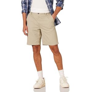 Amazon Essentials Herren Classic-Fit-Chino-Shorts, 23 cm lang, Kaki Farbe, Größe 36 W, hochwertige Baumwoll-Twill-Struktur, atmungsaktiv und weich bei Berührung, passform: klassische Passform, Reißverschluss mit Knopf in der Taille, Taschen vorne und hinten