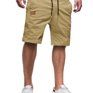 Herrenkurzschöße in Hellkhaki mit Taschen, perfekt für Sommer und Outdoor-Aktivitäten