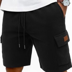 Herrene Shorts aus Corduroy-Material, weich und bequem, elastische Taille, ideal für Freizeit und Urlaub