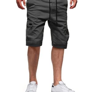 Herren Cargo Shorts aus Baumwolle, Bermuda-Shorts für den Sommer, Kurze Hosen Herren mit elastischer Taille und Taschen, perfekte Freizeithose für Sport und Alltag