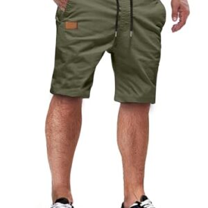 Herrenkurze Hosen Sommer Chino Baumwolle Elastische Taille mit Taschen XL in Grün