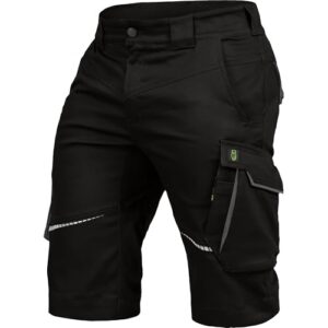 Arbeitsshorts Herren Flex Line Schwarz - Robuste Cargo Hose mit Taschen - Handwerker Shorts - Berufsbekleidung - Multifunktionshose mit Reflektoren
