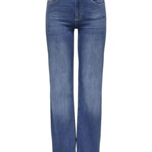 Komfortable und stilvolle ONLY Female Straight-Fit Jeans ONLBLUSH mit Mittelreifen-Hüfte und gerader Schnittform - perfekt für jeden Anlass