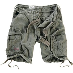 Surplus Raw Vintage Airborne Cargo Shorts in Oliv, XL - Bequeme Cargo-Hosen für Herren mit vielen Taschen und Zippern