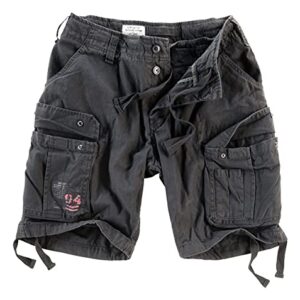 Herren Cargo Shorts, schwarz, L - Vintage-Style Cargohose aus Baumwolle mit vielen Taschen und Regular Fit