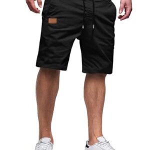 Bequeme kurze Hosen für Herren aus Baumwoll-Stoff mit Taschen und verstellbarem Kordelzug, ideal für Strand, Jogging oder den Alltag.