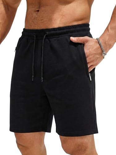 Herrenkurzshorts aus Baumwolle mit Reißverschluss - Komfortable Kurze Hosen für Männer zum Sport, Joggen und Alltag
