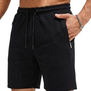 Baumwollkurze Hosen mit Reißverschluss für Herren, Sporthose Kurz Männer Bermuda Shorts für Sommertraining und Freizeit