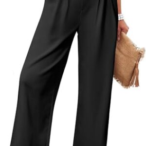 Bequeme Palazzo Hosen von Friptspyg, elastischer Bund, Taschen für Damen, Freizeit-Outfit, Schwarz