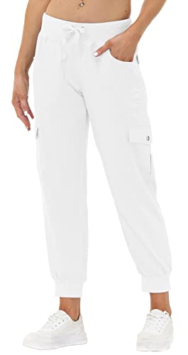 Bequeme Cargohose von JINSHI für Damen, Lange Capri Hosen für Freizeit und Outdoor-Aktivitäten, High-Waist mit Kordelzug und zwei Taschen vorne, ideal für Jogging oder Alltag.