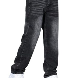 Herrenelegante Jeanshose mit weitem Bein, passend für den Alltag oder Sport, in Schwarz