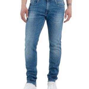 Bequeme und trendige Replay Herren Jeans in Medium Blue 009 mit Power Stretch Technologie und Slim Fit