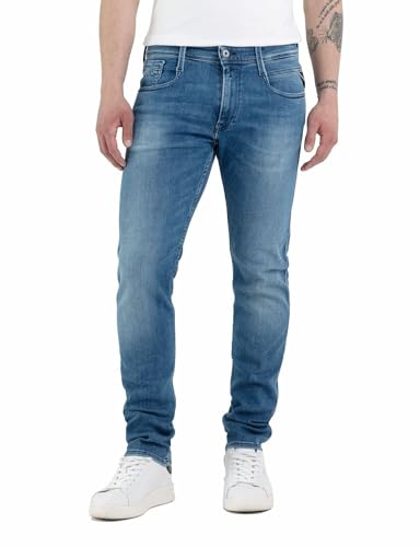 Bequeme und trendige Replay Herren Jeans in Medium Blue 009 mit Power Stretch Technologie und Slim Fit