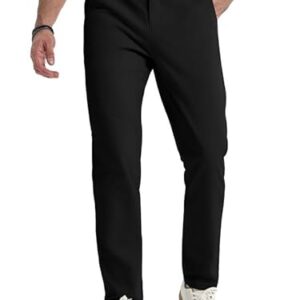 Elegante Herren-Chinohose in Schwarz mit Stretch-Freizeithosen-Design, Regular Fit, Anzughose Einfarbig 60% Baumwolle Passform mit Bundgummi XL