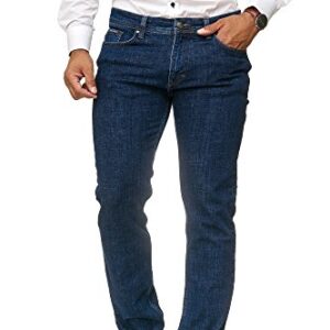 Herren Jeans Regular-Fit Stretch - Hochwertige Straight Jeans Herren Hose Business Anzug Freizeit Blau 34W / 32L