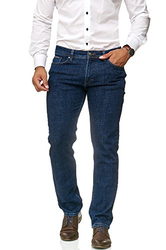 Herren Jeans Regular-Fit Stretch - Hochwertige Straight Jeans Herren Hose Business Anzug Freizeit Blau 34W / 32L