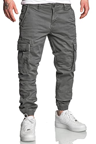 Herren-Jogger-Cargo-Chino-Jeans aus Dunkelgrau, perfekte Kombination aus Komfort und stilvoller Optik für den Alltagsgebrauch oder besondere Anlässe.