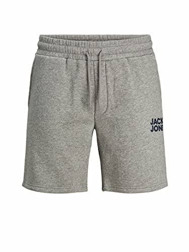 Bequeme Sweat-Shorts von Jack & Jones in Grau für den Alltagsgebrauch, mit Kordelzug und elastischem Bund, Loopback-Sweatstoff, Elastiker-Bund-Medaille und seitlichen Taschen