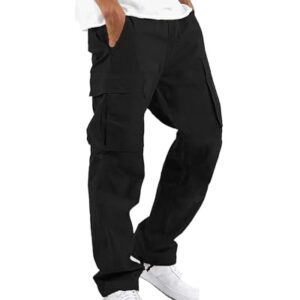 NEMXCE Cargohose für Herren - Chino Hose aus leichter Baumwolle mit 6 Taschen, Jogginghose mit elastischer Taille und Kordelzug, Freizeithose für Männer