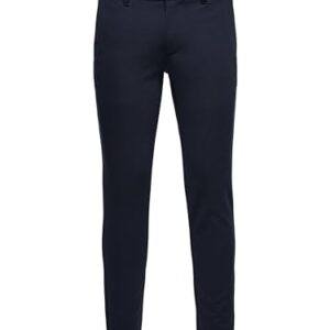 Herren-Chino-Hose von Only & Sons, navy blauer Stoff, dunkle Farbe, klassisches Design, Business- und Freizeitgeeignet, hochwertige Baumwollmischung, Tragekomfort, Formbeständigkeit