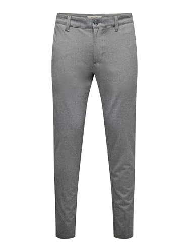 Only & Sons Herren Male Chino Onsmark Slim Fit Hose, Grau Melange, 32W/32L EU - Modische graue Hose mit Slim-Fit-Design und angenehmer Bequemlichkeit