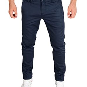 Herren-Chino-Hose in Maritime Blue, Slim Fit, Baumwolle, mit verschiedenen Taschen und Kuffen