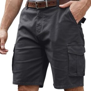 StylSense Kurze Hosen Herren Sommer Baumwolle Cargo Shorts Casual Cargohose Herren Kurz mit 6 Taschen dunkelgrau XXL