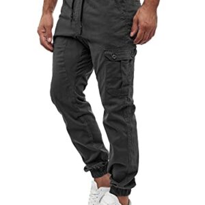 Herren Cargo Chino Regular Fit Jogger aus hochwertiger Baumwollmischung, anthrazit, M Größe