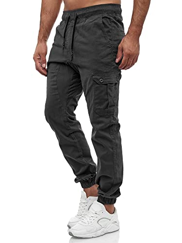 Herren Cargo Chino Regular Fit Jogger aus hochwertiger Baumwollmischung, anthrazit, M Größe