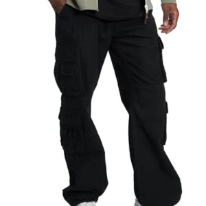 BRANDIT Pure Hose Schwarz XXL, schwarze Hose mit weitem Beinsaum und Cargotaschen