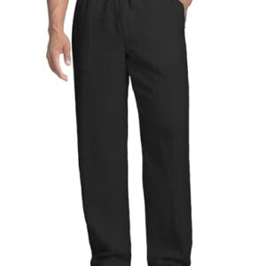 Leinenhose für Herren mit Tunnelzug, Schlupfhosen und Freizeithosen in Schwarz, lange Hosen mit Loose Fit