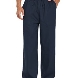 Navyblauer Leinenhosen-Stoff, atmungsaktiv und leicht, ideal für den Sommer. Herrenleinenhose mit Tunnelzug und Taschen.